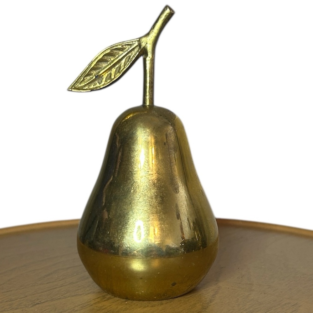 Vintage Solid Brass Pear Bell‎ Mid Century Style Home Decor Collectible